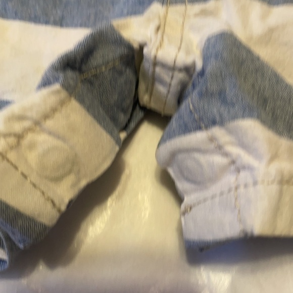 VINTAGE THICK STRIPED OVERALL SHORTS LGT BLUEWHITE - Picture 5 of 9